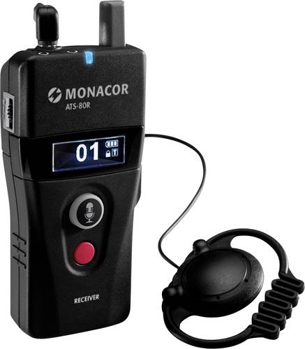Monacor ATS-80R Hand Mikrofon-Empfänger Übertragungsart (Details):Digital inkl. Klammer Kopfhörer von Monacor