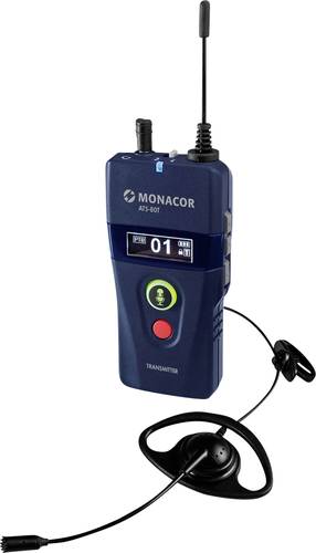 Monacor ATS-80T Hand Mikrofon-Sender Übertragungsart (Details):Digital inkl. Klammer Kopfhörer/Mik von Monacor