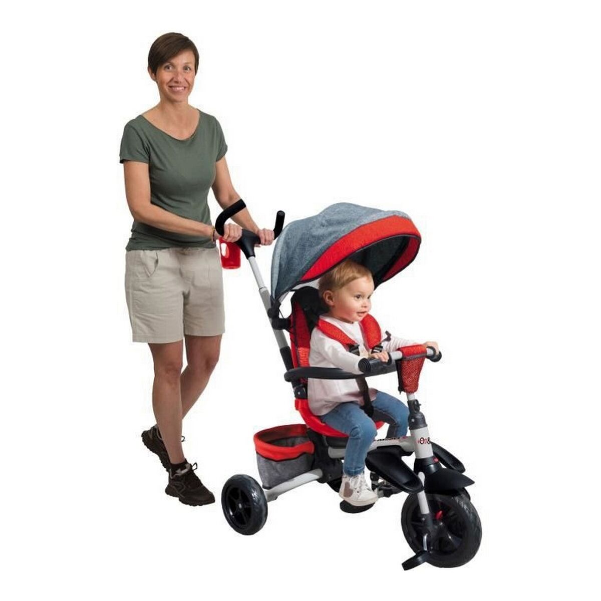 Dreirad Mondo On & Go Moovi Explore Rot Convertible Biegsam Drehung des Sitzes von Mondo