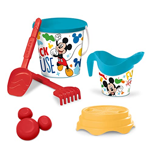 Mondo Toys - BUCKET SET + WATER CAN MICKEY - Sandeimer Set ø17 cm mit Giesser - 6-Teiliges Strandspielzeug Set für Kinder ab 3 Jahren, Strandset - 18535 von Mondo