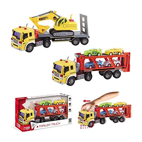 Mondo 51176 mezzi da lavoro Friction Trailer Truck Assortment, Mehrfarbig von Mondo