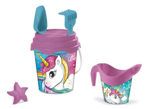 Mondo Toys - BUCKET SET + WATER CAN UNICORN - Sandeimer Set ø17 cm mit Giesser - 6-Teiliges Strandspielzeug Set für Kinder ab 3 Jahren, Strandset - 28534 von Mondo