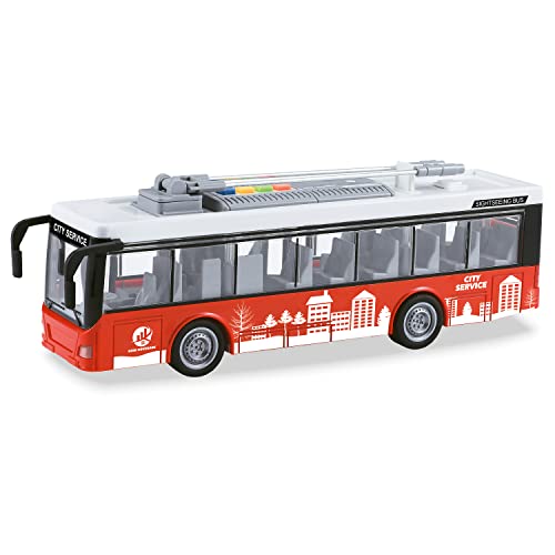 Mondo Motors - Friction Bus Bus City Service mit Rückzugkupplung Pullback für Kinder, rot - 51238 von Mondo