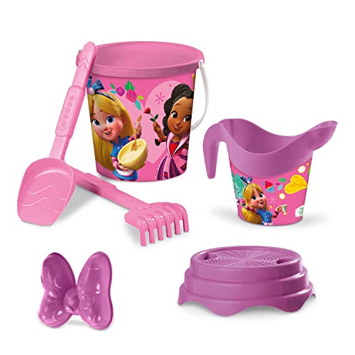 Mondo Toys - BUCKET SET + WATER CAN ALICE - Sandeimer Set ø17 cm mit Giesser - 6-Teiliges Strandspielzeug Set für Kinder ab 3 Jahren, Strandset - 28714 von Mondo