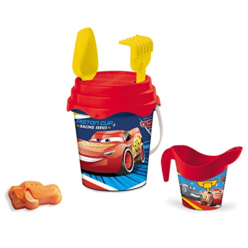 Mondo Toys - BUCKET SET + WATER CAN CARS - Sandeimer Set ø17 cm mit Giesser - 6-Teiliges Strandspielzeug Set für Kinder ab 3 Jahren, Strandset - 18532 von Mondo