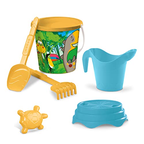 Mondo Toys - BUCKET SET + WATER CAN FANTASY - Sandeimer Set ø17 cm mit Giesser - 6-Teiliges Strandspielzeug Set für Kinder ab 3 Jahren, Strandset - 19420 von Mondo