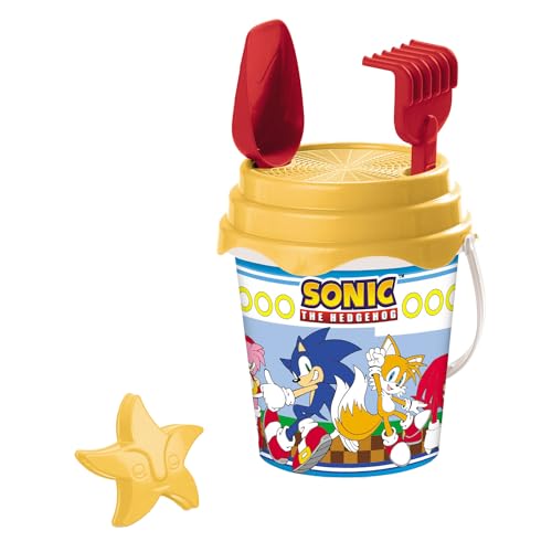 Mondo Toys - BUCKET SET + WATER CAN SONIC - Sandeimer Set ø17 cm mit Giesser - 6-Teiliges Strandspielzeug Set für Kinder ab 3 Jahren, Strandset - 28707 von Mondo