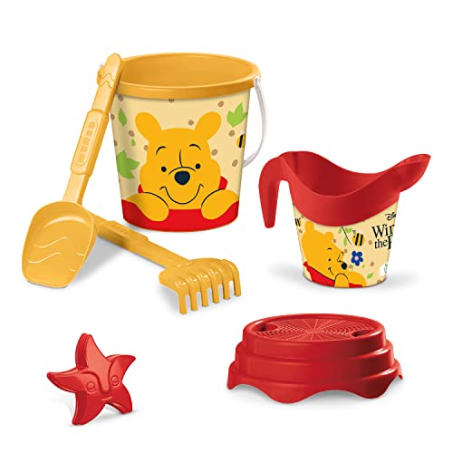 Mondo Toys - BUCKET SET + WATER CAN WINNIE - Sandeimer Set ø17 cm mit Giesser - 6-Teiliges Strandspielzeug Set für Kinder ab 3 Jahren, Strandset - 28680 von Mondo