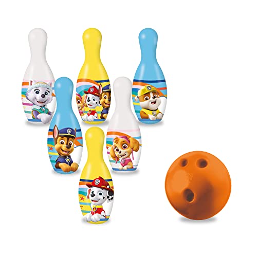 Mondo Toys – Paw Patrol-Bowling-Set für Kinder – INKLUSIVE 1 Ball und 6 Paw Patrol-Themenkegel – Sportspielzeug – Spiel für Kinder 2 3 4 Jahre – 28308 von Mondo