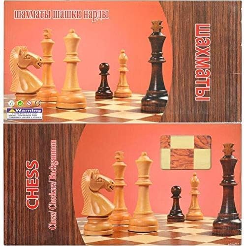 Schach - Backgammon - Dame 3 in 1 Spiel Holz Faltbares Schachspiel für Kinder Erwachsene Geeignet Familienaktivitäten (24cm x 24cm) von MondoHaus