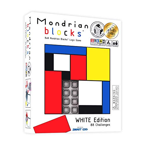 Mondrian Blocks Multi Award Winning Puzzle Game, Brain Teaser, Kompaktes Reisespiel an Bord, White Edition von Mondrian Blocks