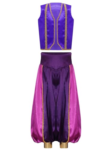 Monduelle Jungen Arabischer Prinz Kostüm Satin Weste Jacke + Haremshose Kinder Arabische Kleidung Halloween Karneval Fasching Verkleidung Lila 158-164 Monduelle Jungen Arabischer Prinz Kostüm Satin Weste Jacke + Haremshose Kinder Arabische Kleidung Halloween Karneval Fasching Verkleidung Lila 158-164 von Monduelle