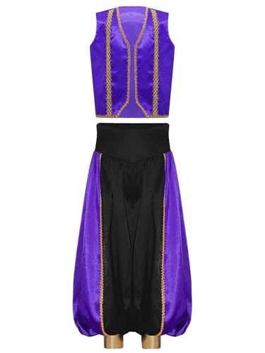 Monduelle Jungen Arabischer Prinz Kostüm Satin Weste Jacke + Haremshose Kinder Arabische Kleidung Halloween Karneval Fasching Verkleidung Lila Schwarz 170-176 Monduelle Jungen Arabischer Prinz Kostüm Satin Weste Jacke + Haremshose Kinder Arabische Kleidung Halloween Karneval Fasching Verkleidung Lila Schwarz 170-176 von Monduelle