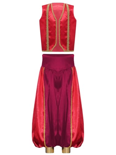 Monduelle Jungen Arabischer Prinz Kostüm Satin Weste Jacke + Haremshose Kinder Arabische Kleidung Halloween Karneval Fasching Verkleidung Weinrot 158-164 Monduelle Jungen Arabischer Prinz Kostüm Satin Weste Jacke + Haremshose Kinder Arabische Kleidung Halloween Karneval Fasching Verkleidung Weinrot 158-164 von Monduelle