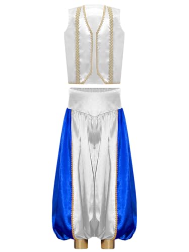 Monduelle Jungen Arabischer Prinz Kostüm Satin Weste Jacke + Haremshose Kinder Arabische Kleidung Halloween Karneval Fasching Verkleidung Weiß 170-176 Monduelle Jungen Arabischer Prinz Kostüm Satin Weste Jacke + Haremshose Kinder Arabische Kleidung Halloween Karneval Fasching Verkleidung Weiß 170-176 von Monduelle