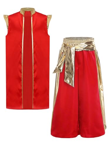 Monduelle Jungen Arabischer Prinz Kostüm Satin Weste Jacke + Weites Bein Hose Orientalische Arabische Kleidung Party Outfits Burgundy 146-152 Monduelle Jungen Arabischer Prinz Kostüm Satin Weste Jacke + Weites Bein Hose Orientalische Arabische Kleidung Party Outfits Burgundy 146-152 von Monduelle
