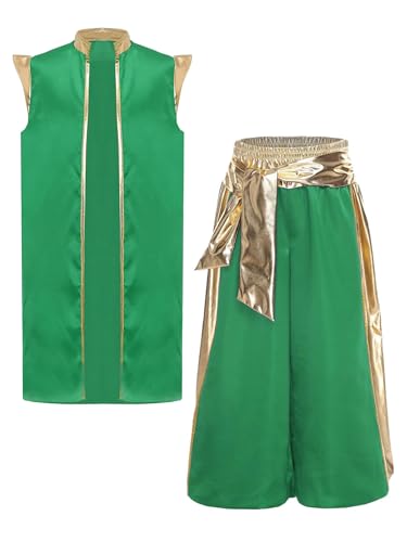 Monduelle Jungen Arabischer Prinz Kostüm Satin Weste Jacke + Weites Bein Hose Orientalische Arabische Kleidung Party Outfits Grün 122-128 Monduelle Jungen Arabischer Prinz Kostüm Satin Weste Jacke + Weites Bein Hose Orientalische Arabische Kleidung Party Outfits Grün 122-128 von Monduelle