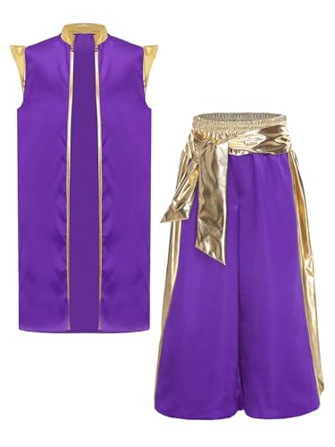 Monduelle Jungen Arabischer Prinz Kostüm Satin Weste Jacke + Weites Bein Hose Orientalische Arabische Kleidung Party Outfits Lila 158-164 Monduelle Jungen Arabischer Prinz Kostüm Satin Weste Jacke + Weites Bein Hose Orientalische Arabische Kleidung Party Outfits Lila 158-164 von Monduelle