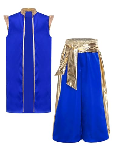 Monduelle Jungen Arabischer Prinz Kostüm Satin Weste Jacke + Weites Bein Hose Orientalische Arabische Kleidung Party Outfits Royal Blau 122-128 Monduelle Jungen Arabischer Prinz Kostüm Satin Weste Jacke + Weites Bein Hose Orientalische Arabische Kleidung Party Outfits Royal Blau 122-128 von Monduelle