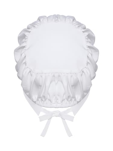 Monduelle Kinder Mädchen Dienstmädchen Mütze Mittelalterliche Viktorianische Haube Kolonial Pionier Mütze Hut Zubehör Weiß 158-164 von Monduelle