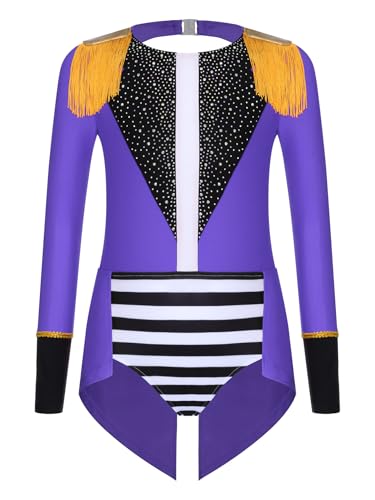 Monduelle Mädchen Zirkus Kostüm Glitzer Zirkusdirektor Body Overall Langarm Tanzbody Ringmaster Outfits Festival Showman Tanzkostüm Violett 158-164 Monduelle Mädchen Zirkus Kostüm Glitzer Zirkusdirektor Body Overall Langarm Tanzbody Ringmaster Outfits Festival Showman Tanzkostüm Violett 158-164 von Monduelle