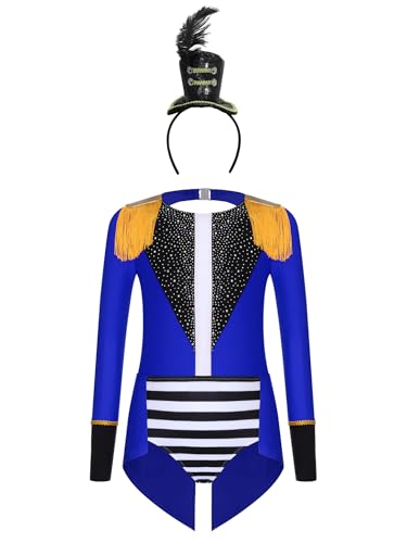 Monduelle Mädchen Zirkus Kostüm Zirkusdirektor Body Overall mit Haarreif Tanzbody Ringmaster Outfits Festival Showman Tanzkostüm Royal Blau Schwarz 122-128 Monduelle Mädchen Zirkus Kostüm Zirkusdirektor Body Overall mit Haarreif Tanzbody Ringmaster Outfits Festival Showman Tanzkostüm Royal Blau Schwarz 122-128 von Monduelle