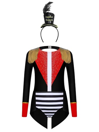 Monduelle Mädchen Zirkus Kostüm Zirkusdirektor Body Overall mit Haarreif Tanzbody Ringmaster Outfits Festival Showman Tanzkostüm Schwarz 158-164 Monduelle Mädchen Zirkus Kostüm Zirkusdirektor Body Overall mit Haarreif Tanzbody Ringmaster Outfits Festival Showman Tanzkostüm Schwarz 158-164 von Monduelle