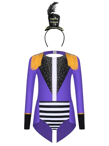 Monduelle Mädchen Zirkus Kostüm Zirkusdirektor Body Overall mit Haarreif Tanzbody Ringmaster Outfits Festival Showman Tanzkostüm Schwarz Lila 122-128 Monduelle Mädchen Zirkus Kostüm Zirkusdirektor Body Overall mit Haarreif Tanzbody Ringmaster Outfits Festival Showman Tanzkostüm Schwarz Lila 122-128 von Monduelle