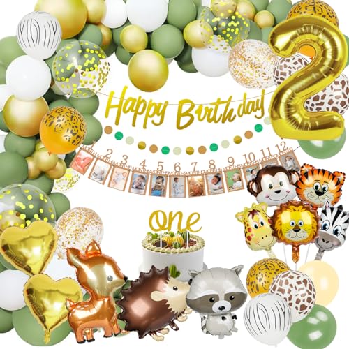 2 Geburtstag Junge Mädchen, Dschungel Geburtstagsdeko 2 Jahr, Grüne Luftballon Waldtiere Deko 2. Geburtstag 2 Geburtstag Junge Mädchen, Dschungel Geburtstagsdeko 2 Jahr, Grüne Luftballon Waldtiere Deko 2. Geburtstag von Monemey