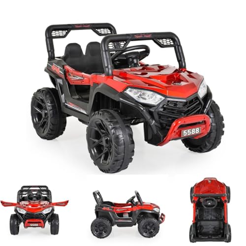 Moni Kinder Elektroauto Buggy Fast UTV 5588 metallic Fernbedienung MP3 USB Gurt, Farben:rot von Moni