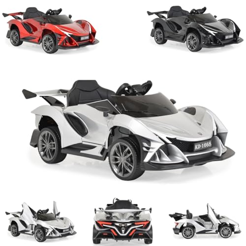 Moni Kinder Elektroauto Flash metallic 4 Motoren, MP3, Fernbedienung, Eva-Reifen, Farbe:Silber von Moni