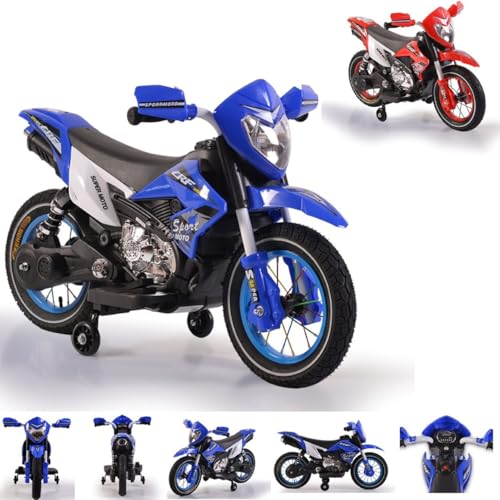 Moni Kinder Elektromotorrad Super Moto FB-6186 Luftreifen Musik Licht Stützräder, Farbe:blau Moni Kinder Elektromotorrad Super Moto FB-6186 Luftreifen Musik Licht Stützräder, Farbe:blau von Moni