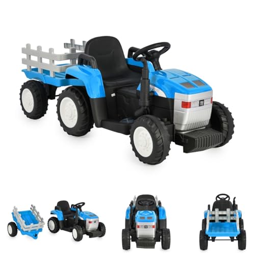 Moni Kinder Elektrotraktor Dallas mit Anhänger, Fernbedienung, Musik, Lichter, Farbe:blau Moni Kinder Elektrotraktor Dallas mit Anhänger, Fernbedienung, Musik, Lichter, Farbe:blau von Moni