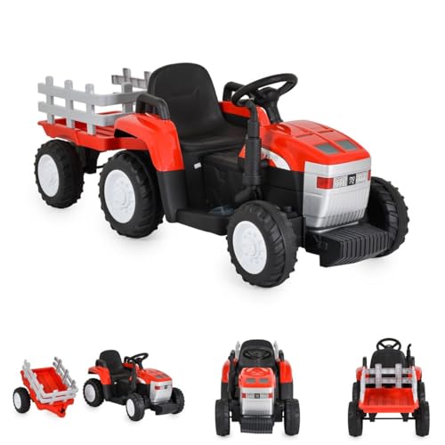 Moni Kinder Elektrotraktor Dallas mit Anhänger, Fernbedienung, Musik, Lichter, Farbe:rot Moni Kinder Elektrotraktor Dallas mit Anhänger, Fernbedienung, Musik, Lichter, Farbe:rot von Moni