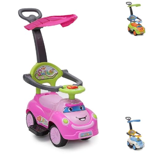 Moni Rutschauto Smile 3 in 1, Schubstange, Sonnendach, Fußstützen, Sicherheitsbügel, Farbe:rosa Moni Rutschauto Smile 3 in 1, Schubstange, Sonnendach, Fußstützen, Sicherheitsbügel, Farbe:rosa von Moni