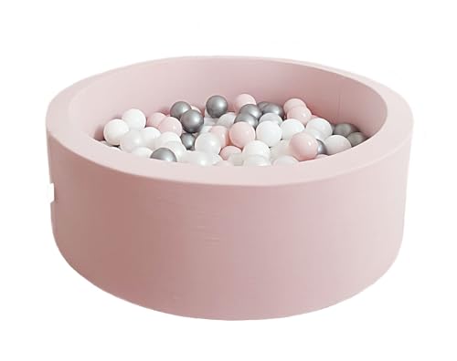 Monio for Kids Runder Trockener Bällebad für Babys & Kinder 200 Bälle in Rosa 30x90 cm Baumwollstrickware Baumwollstrickware Waschbarer Bezug Kinderzimmer von Monio for Kids