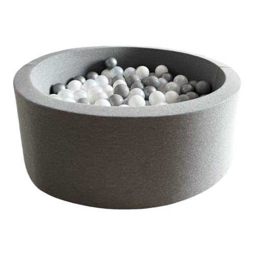 Monio for Kids Runder Trockener Bällebad für Babys & Kinder Bällepool mit 200 Bällen Grau 30x90 cm Baumwollstrickware Waschbarer Bezug Kinderzimmer Monio for Kids Runder Trockener Bällebad für Babys & Kinder Bällepool mit 200 Bällen Grau 30x90 cm Baumwollstrickware Waschbarer Bezug Kinderzimmer von Monio for Kids