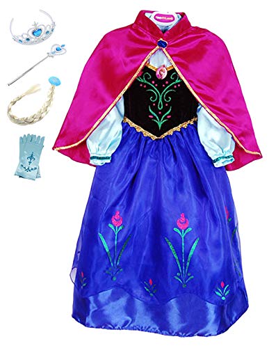 Monissy Anna Mädchen Kostüm mit Zubehöre Elsa Kinder Kleid Dress up Set mit Krone Zauberstab für Verkleidung Cosplay Rollenspiel Kindergarten Geschenk Halloween Weihnachten, Balu, 130 Monissy Anna Mädchen Kostüm mit Zubehöre Elsa Kinder Kleid Dress up Set mit Krone Zauberstab für Verkleidung Cosplay Rollenspiel Kindergarten Geschenk Halloween Weihnachten, Balu, 130 von Monissy