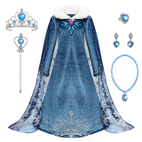 Monissy ELSA Prinzessin Kostüm mit Zubehöre Schneeflocke Kleid Zauberstab Krone Schneekönigin für Kindergarten Geschenk Geburtstagsfeiern Karneval Verkleidung Halloween, Blau A, 140 Monissy ELSA Prinzessin Kostüm mit Zubehöre Schneeflocke Kleid Zauberstab Krone Schneekönigin für Kindergarten Geschenk Geburtstagsfeiern Karneval Verkleidung Halloween, Blau A, 140 von Monissy