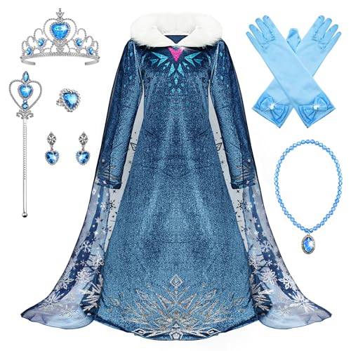 Monissy ELSA Prinzessin Kostüm mit Zubehöre Schneeflocke Kleid Zauberstab Krone Schneekönigin für Kindergarten Geschenk Geburtstagsfeiern Karneval Verkleidung Halloween, Blau B, 110 Monissy ELSA Prinzessin Kostüm mit Zubehöre Schneeflocke Kleid Zauberstab Krone Schneekönigin für Kindergarten Geschenk Geburtstagsfeiern Karneval Verkleidung Halloween, Blau B, 110 von Monissy