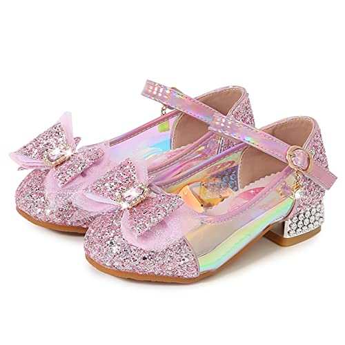Monissy Kostüm Süße Schuhe Kind Prinzessin Glitzer Komfortable Hochzeit Weihnachtsfeier Geburtstag Karneval Party Geschenk Mädchen Ballerinas Cosplay für Kinder Kostüm,Rosa,33 von Monissy