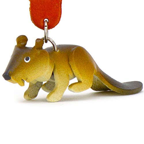 MONKIMAU Schlüsselanhänger Biber Tier Figur aus Leder Taschenanhänger Zoo Tier-Anhänger von MONKIMAU