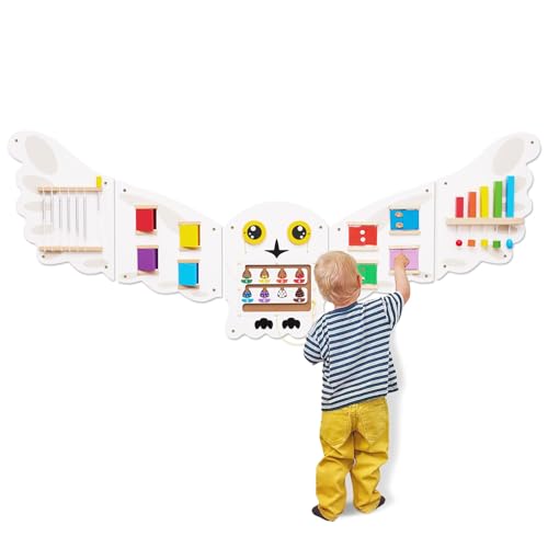 Monläurd® Eule Montessori Busy Board Sensory Board Aktivitätswürfel Wandspielzeug Kindertagesstätte Möbel Spielzimmermöbel Holzspielzeug Jungen und Mädchen 6M+ von Monläurd
