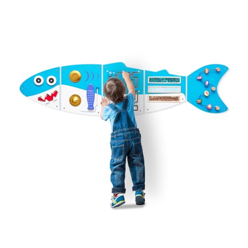Monläurd® Shark Montessori Busy Sensory Educational Activity Cube Wall Furniture, Interactive Wooden Learning Toys for Boys and Girls 6M+ von Monläurd
