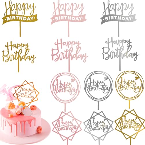 12 Stück Happy Birthday Tortendeko, Glitzer Cake Topper Geburtstag, 4 Stile Acryl Tortendeko Geburtstag, Happy Birthday Cake Topper, Cupcake Deko 12 Stück Happy Birthday Tortendeko, Glitzer Cake Topper Geburtstag, 4 Stile Acryl Tortendeko Geburtstag, Happy Birthday Cake Topper, Cupcake Deko von Sudsty