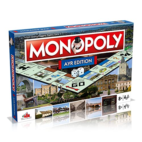 Ayr Monopoly Brettspiel, Advance to Ayr racecourse, Burns Cottage or Wallace Tower and Trade Your Way to Success, 2-6 Players Makes a Great Gift for Ages 8 + von Winning Moves