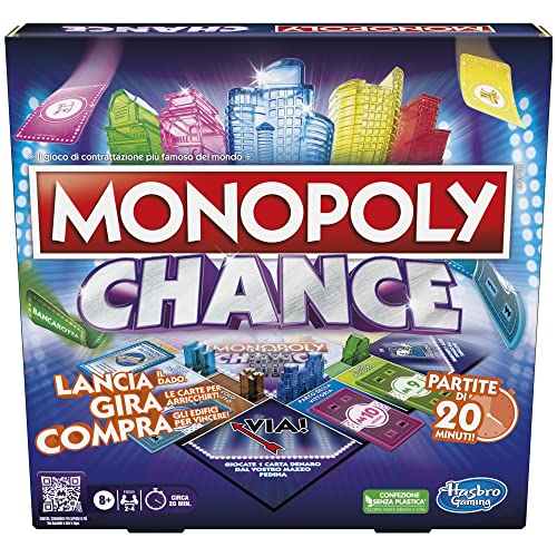 Hasbro Gaming Monopoly Chance, schnelles Brettspiel mit 20 Minuten Spielen, Spiel für Familien von 2 bis 4 Spielern ab 8 Jahren Hasbro Gaming Monopoly Chance, schnelles Brettspiel mit 20 Minuten Spielen, Spiel für Familien von 2 bis 4 Spielern ab 8 Jahren von Monopoly