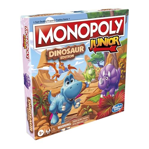Hasbro Gaming Monopoly Junior-Dinosaurier-Edition, Kinder-Brettspiele mit Spielzeug-Spielsteinen, 2–4 Spieler für Jungen und Mädchen, ab 5 Jahren Hasbro Gaming Monopoly Junior-Dinosaurier-Edition, Kinder-Brettspiele mit Spielzeug-Spielsteinen, 2–4 Spieler für Jungen und Mädchen, ab 5 Jahren von Monopoly