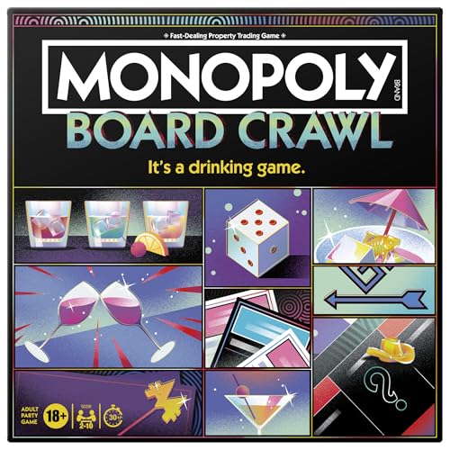 Monopoly Brettkriech-Party-Spiel, offizielles Monopoly Trinkspiel für Erwachsene ab 21 Jahren, englische Version von Monopoly