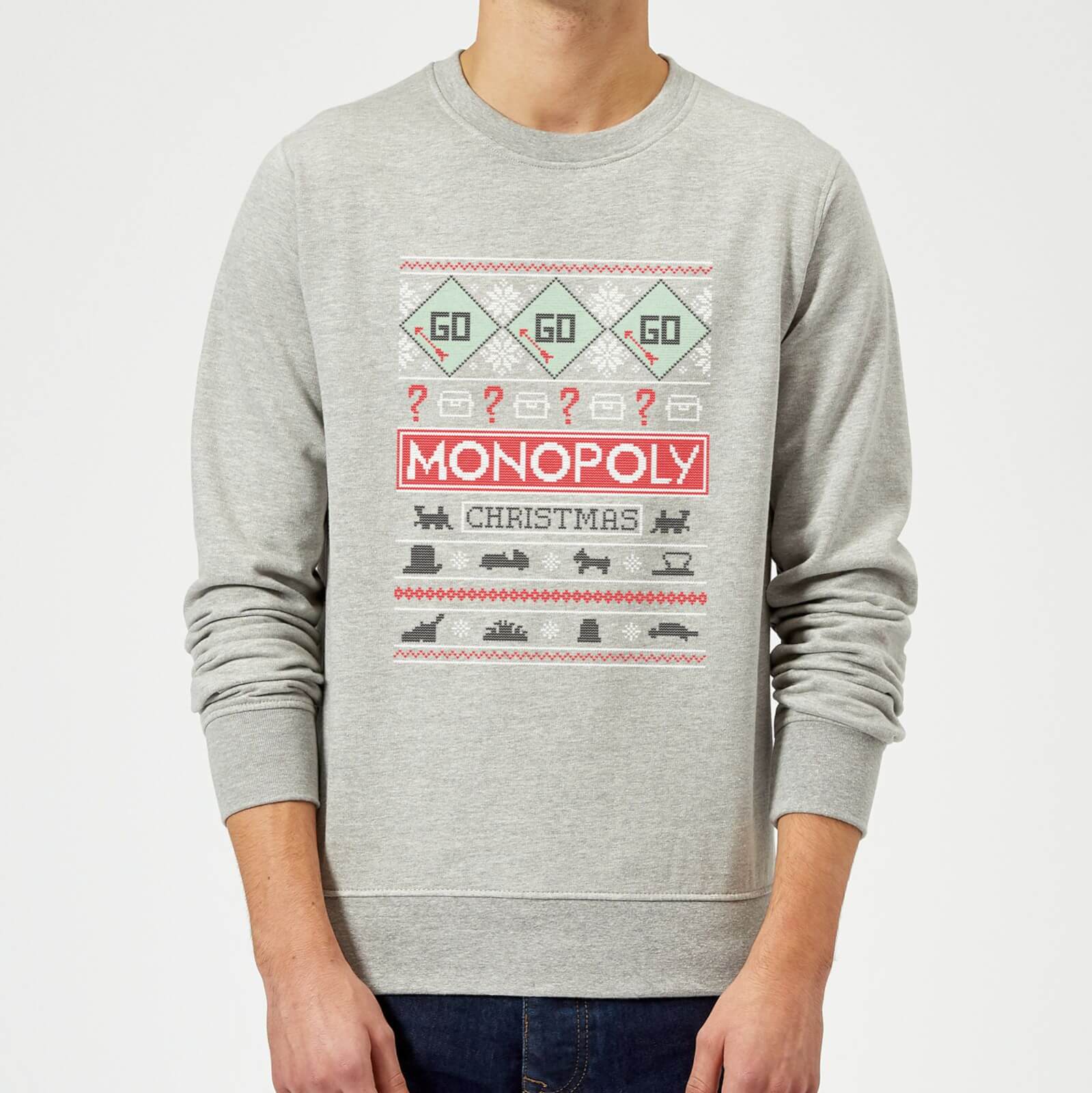 Monopoly Christmas Sweatshirt - Grey - L von Original Hero